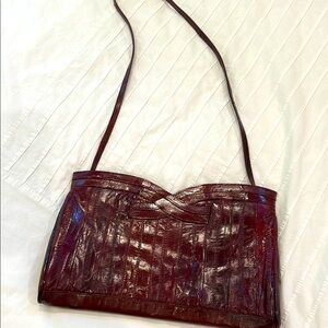 Brown Textured Leather Crossbody Bag